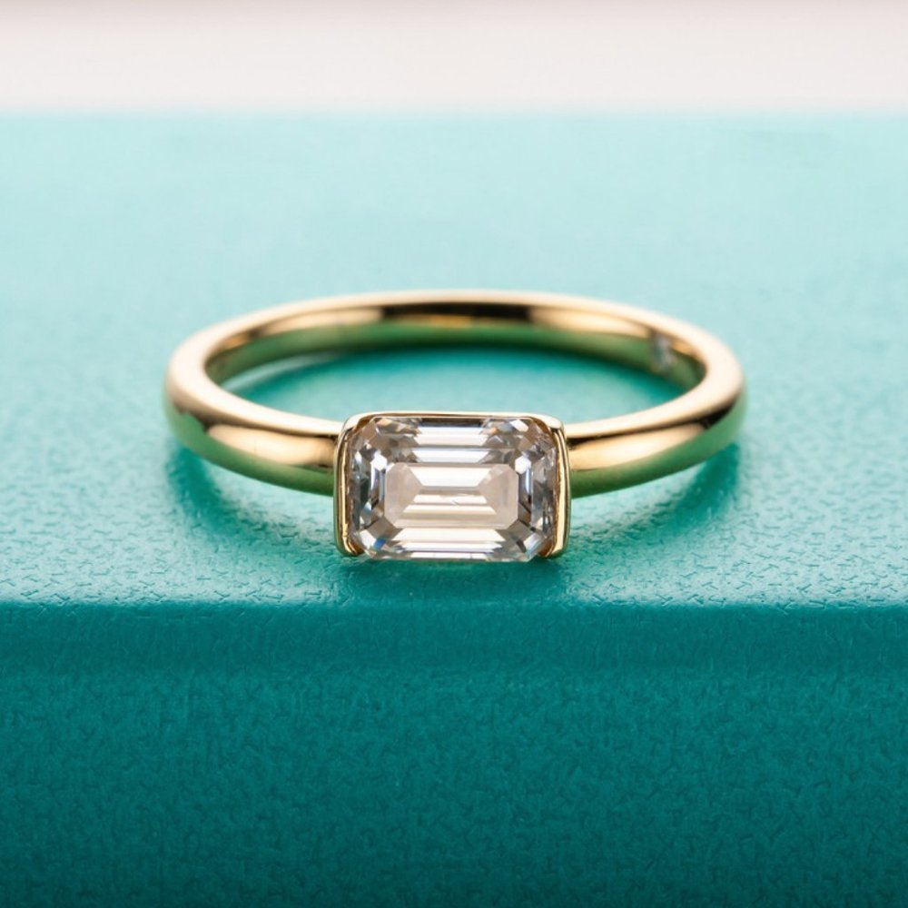#Certified 1ct. t.w. Moissanite Diamond Emerald Cut Engagement Ring NEW - Picture 4 of 15
